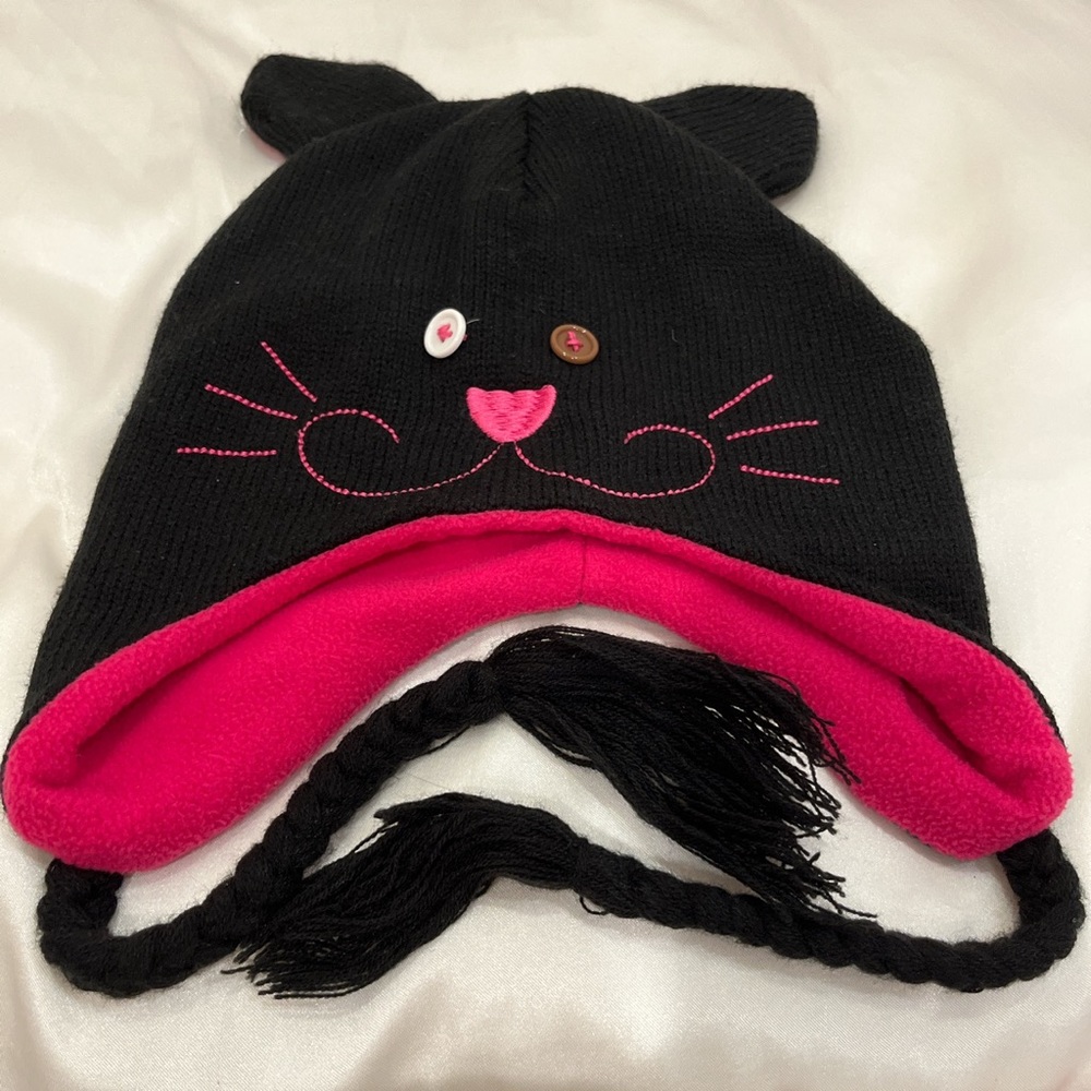 Punk Black Cat Beanie with Braids